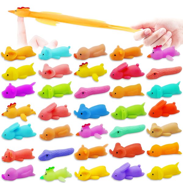 Dshengoo 36pcs Finger Slingshot Catapult Animal Toys,Flick Stretchable Rubber Animals,Flying Stretchy Animals as Slingshot Chicken for Festivals,Party Favors,Flying Games,Thanksgiving,Christmas