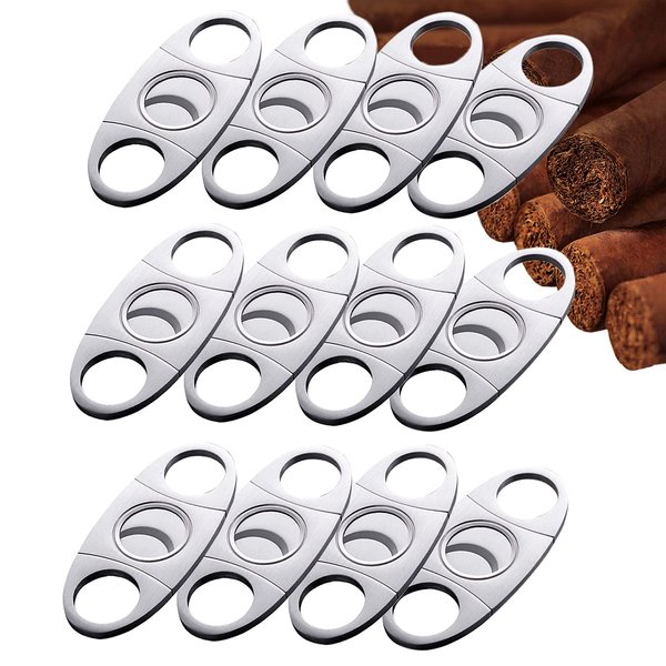 Cigar Cutter Stainless Steel Guillotine Smooth Double Cut Blade Metal Cigar Clippers Scissors，12 Packs Silver.… (12)