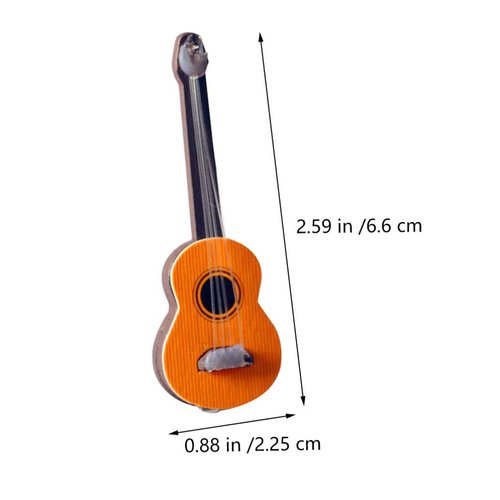Toyvian 2Pcs Miniature Guitar Dollhouse Mini Musical Instrument Wood Bass Guitar Model Ornament for Fairy Garden Accessories Kids Play Toys Birthday Gifts Random Color