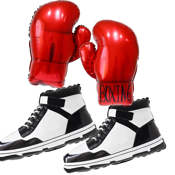 Boxing party decorations balloons, boxing glove balloons, boyes sneaker shoes shape balloon for wrestling sports/fight club party supplies