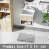 Yimobra Luxury Bathroom Rugs, Shaggy Bath Mats, Non Slip, Water Absorbent Microfiber, Machine Washable, Fluffy Plush Soft Shower Rugs, Thick Floor Mat, 17"x 24", Light Gray&White