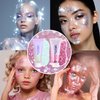 CCbeauty White+Pink Body Glitter,Face Glitter Gel,Singer Concerts Music Festival Rave Accessories,Sequins Glitter Face Paint,Chunky Glitter for Eye Lip Hair,Sparkling Holographic Gel for Women,50ml