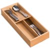 guiogc Bamboo Silverware Drawer Organizer, Kitchen Small Silverware Organizer, Utensil Tray Holder, Cutlery Tray for Spoons, Forks, Knives, Suitable for a family of 2-4
