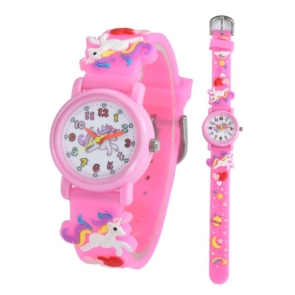 Child's love Girls Watches Kids Watches 3D Cartoon Daily Using Waterproof Unicorn Watches for Girls Gifts for Girls Ages 3-12 Toys for 3 4 5 6 7 Year Old Girls Kids Gifts (Pink)