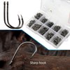 QualyQualy 500-1000pcs Carbon Steel Fishing Hooks W/Portable Plastic Box, Assorted Small Fishing Hooks Set for Freshwater/Seawater