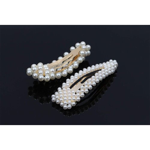 Numblartd 2Pcs Women Artificial Pearl Alloy Barrettes Hairgrip BB Hair Clips Pins - Fashion Simple Sweet Side Clamp Hairpin Hair Accessories for Wedding Bridal (Drop - Gold)