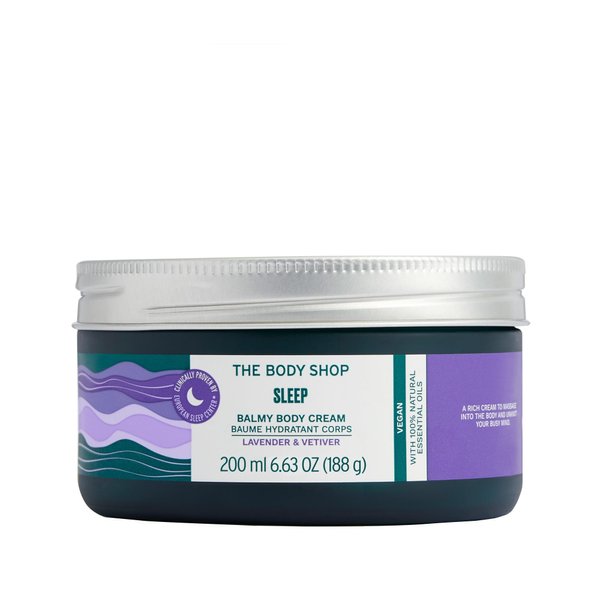 The Body Shop Sleep Balmy Body Cream, Lavender & Vetiver – Body Moisturizer – Preps You to Sleep – Body Vegan – 6.7oz