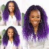 Purple River Locs Crochet Hair 8 Packs 12inch Short Boho Faux Locs Crochet Hair Curly Faux Locs Wavy Crochet Hair with Curly Ends Boho Style Synthetic Hair Extensions (12" 8Packs 1B/purple#)