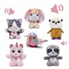 Nleio 7'' Stuffed Animals Talking Plush Toys, Cute Stuffed Animals Bulk Unicorn/Owl/Bunny/Narwhal/Sloth/Pink Rabbit Cat Small Animal with Sounds Plush Toys Set for Baby Girls Boys
