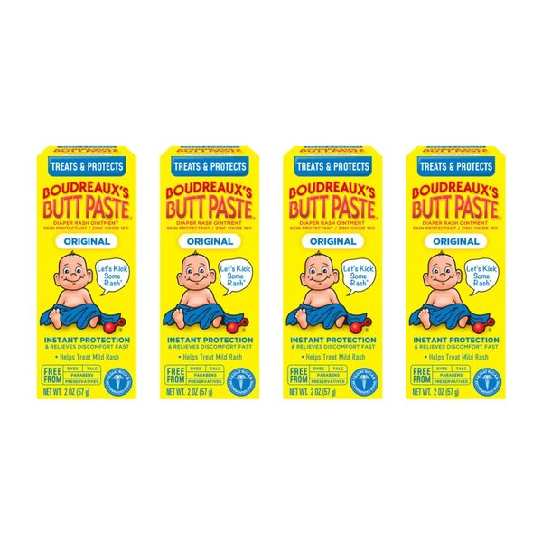 Boudreaux's Butt Paste Diaper Rash Ointment, Zinc Oxide, 2-Ounce Box (Pack of 4)