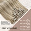 Sunny Clip in Hair Extensions Blonde Clip in Extensions Real Human Hair Blonde Hair Clip Extensions Invisible Clip in Extensions Light Blonde Highlights Golden Blonde Hair Extensions 120g 7pcs 18inch