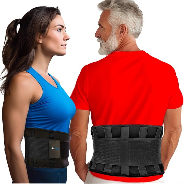 RiptGear Back Brace for Lower Back Pain Relief - Breathable Back Brace for Men and Women - Ideal for Lifting, Work, Sciatica, Herniated Disc, and Lumbar Support - Black, XXL (Waist: 40"-43")