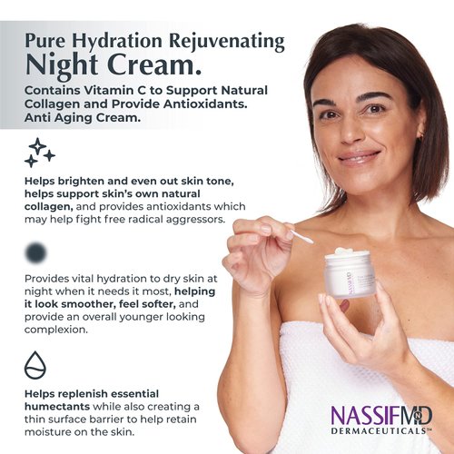 NassifMD Pure Hydration Rejuvenating Night Cream with Vitamin C to support Natural Collagen and provide Antioxidants | Anti Aging Cream (1.7oz)