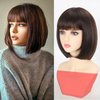 AliRobam Bob Wig with Bangs Short Straight Wigs for Black White Women Mix Brown Heat Resistant Synthetic Fiber Wigs for Daily Party Halloween Cosplay (M4/30)