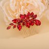 Teyglen Rhinestone Wedding Hair Comb Red Crystal Bridal Hair Piece Crystal Bride Wedding Hair Comb Sparkly Red Rhinestone Headpiece Hair Accessories for Women Girls (Red)