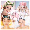 YAJCAJO Shower Cap, Cotton Lining, Keeps Hair Dry, 4 Pieces Waterproof Shower Cap, Reusable Bath Shower Caps for Women Long Hair