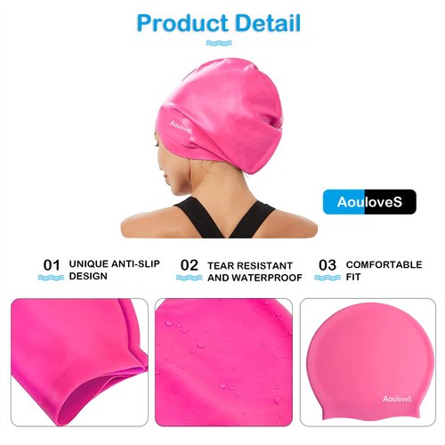 Aouloves Extra Large Long Hair Swim Cap for Braids and Dreadlocks Extensions Weaves Long Hair, Swimming Cap for Adult Youth to Keep Hair Dry, Easy to Put On and Off