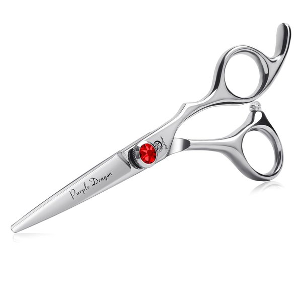 Purple Dragon 4.5/5.0 inch Silver Barber Hair Cutting Scissors/Shears with Bag- Perfect for Professional Hairstylist, Hairdresser (5.0 inch)