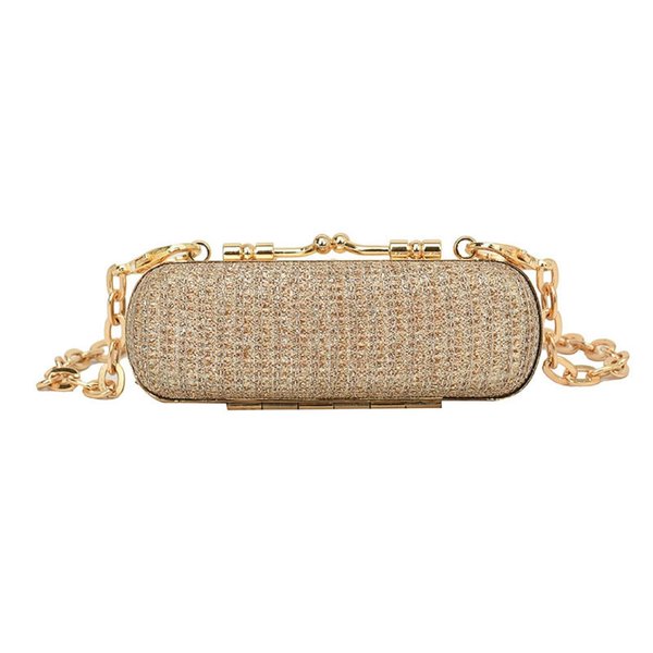 MIAO JIN Mini Crystal Lipstick Case Bling Rhinestone Cosmetic Storage bag with Metal chain Lipstick Storage Holder Makeup jewelry case