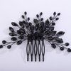 Teyglen Bridal Crystal Hair Comb Black Rhinestone Pearl Wedding Hair Comb Hair Accessories for Bride Wedding Headpiece Boho Crystal Hair Piece for Women Girls (Black)