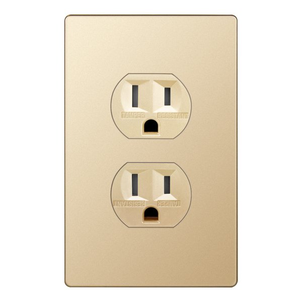 ENERLITES Elite Series Duplex Receptacle with Screwless Wall Plate, Residential Grade Duplex Outlet, Tamper-Resistant, Grounding, 15A 125V, UL Listed, 61580-TR-GDWP, Gold with Wall Plate
