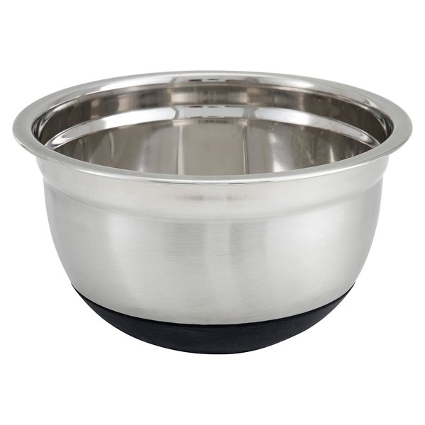 Winco Mixing Bowl with Silicon Base, 3-Quart, Stainless Steel, Black