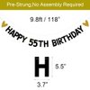 HAPPY 55TH BIRTHDAY Banner,Pre-Strung,Black Paper Glitter Party Decorations for 55 Years Old 55TH Birthday Party Supplies Letters Black ZHAOFEIHN