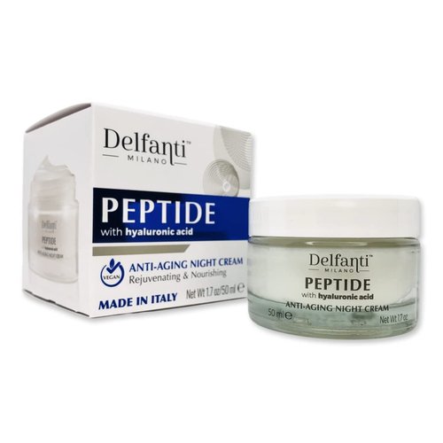 Delfanti-Milano • PEPTIDE with Hyaluronic Acid • ANTI-AGING NIGHT CREAM • Made in Italy