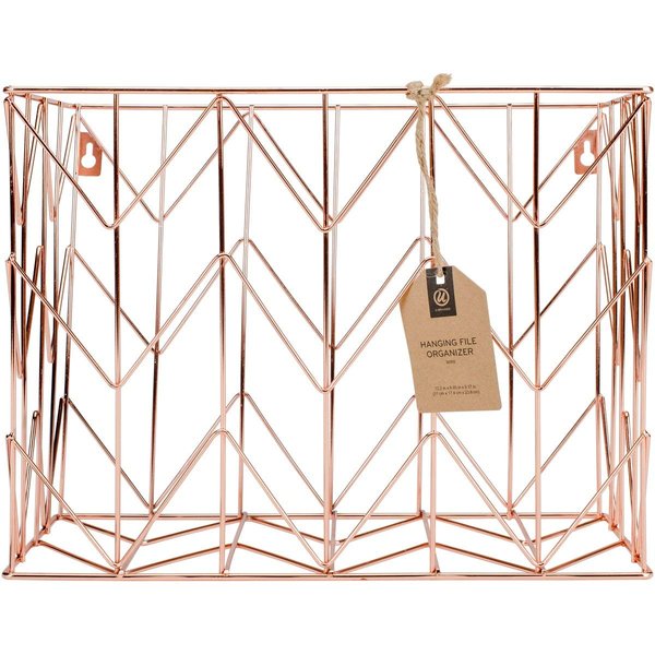U Brands Hanging File Desk Organizer, Wire Metal, Copper/Rose Gold - 854U02-06