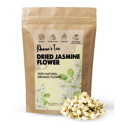 Pure Dried Jasmine Flower Buds Petals Herbal Decaf Tea 1.76 oz, non-GMO, Vegan Organic Botanical Flowers Kit