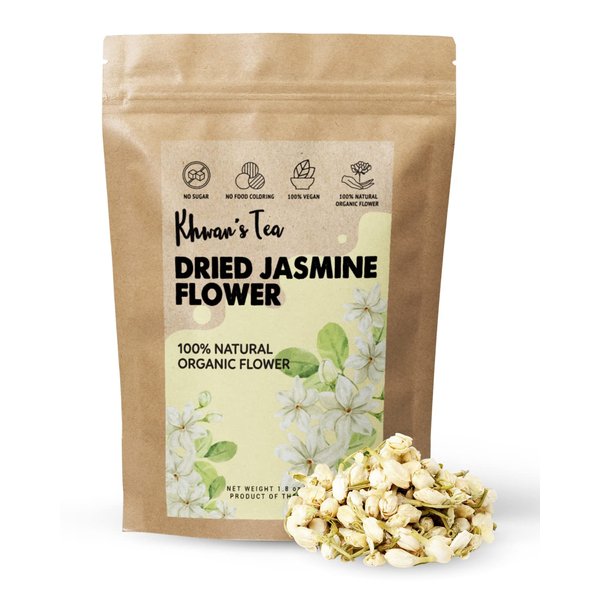 Pure Dried Jasmine Flower Buds Petals Herbal Decaf Tea 1.76 oz, non-GMO, Vegan Organic Botanical Flowers Kit