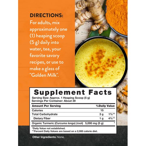 Nature's Truth Organic Turmeric Powder | 7 oz | Pure & Natural Turmeric Ingredients | Vegan, Non-GMO & Gluten Free Supplement