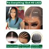 KLAIYI Yaki Straight Bob Wig Bye Bye Knots Glueless Pre Everything 13x4 Lace Frontal Wigs Human Hair Pre Cut Pre Plucked Pre Bleached Put On and Go Wigs for Beginners 30S Easy to Wear Kinky Wig 14Inch