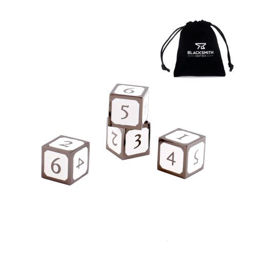 HEIMDALLR Metal Dice Set D&D 4D6s - 4pc Metal Dice Set w/Velvet Dice Bag - D&D Dice Set D&D (Dungeons and Dragons Dice Set) for RPG - Blacksmith Craft Dice (Forge & Frost)