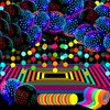 Glow in the Dark Party Supplies Glow Neon Party Supply Set, 98.4 ft 6 Rolls Blacklight Luminous Tape 14.4 ft Neon Streamer Garland 25 Pcs Fluorescent Balloon Decoration(Bright Dot)