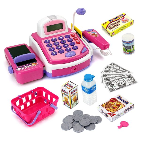 Pretend Play Electronic Cash Register Toy Realistic Actions and Sounds for 36 months to 216 months