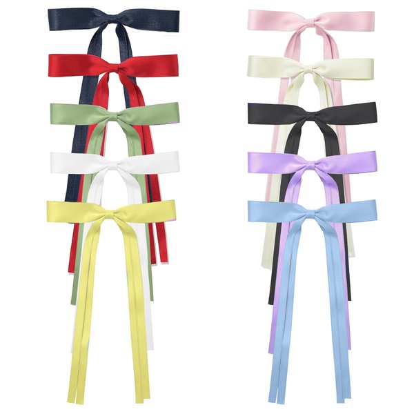 10Pcs Hair Bows for Women, BetterJonny Hair Clips Tassel Ribbon Bowknot Hair Accessories Hair Barrettes with Long Tail for Girls Women, Adult Teens Hair Accessories…