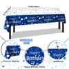Navy Blue Birthday Decorations for Men Boys Women Girls, Blue and Silver Party Decorations with Happy Birthday Banner Backdrop Tablecloth Blue Star Balloons Silver Fringe Curtains Party Supplies
