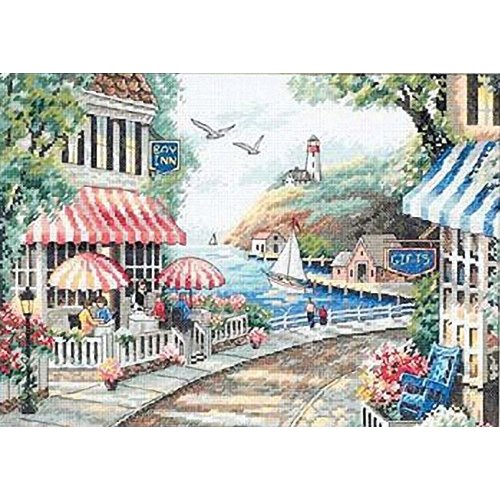 Dimensions 'Café by The Sea' Counted Cross Stitch Kit, 14 Count White Aida, 14" x 10"