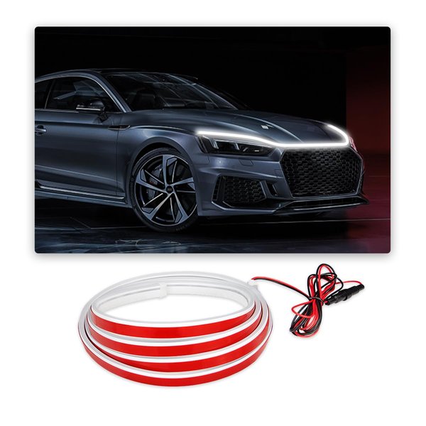 Ziciner Car Hood Light Strip, 71 Inch Flexible LED Strip Waterproof Auto Daytime Running Lights, Vehicle Universal Exterior LED Strip Accessories Fits for Car, Van, SUV, etc (White)