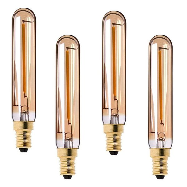 Lxcom Lighting E12 LED Bulb Dimmable Candelabra Light Bulbs Soft Warm 2200K T20 Tubular Shape Amber Glass 10W Incandescent Replacement Edison Bulb for Chandelier Pendant Lighting, 4 Pack