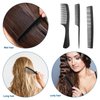 Rsiynax 3 Pieces Professional Teasing Comb, Premium Black Carbon Fiber Hair Comb Set for Cutting and Styling, Fine and Wide Tooth Hair Barber Combs for Women and Man