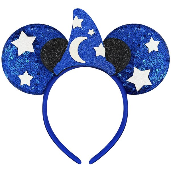 Bmobuo Mouse Ears Headband Sequin Blue Mouse Ears Headbands for Women Kid