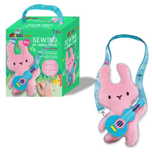 Sewing Kit for Beginner Kids Arts & Crafts Soft Toy My First Craft Set Includes Muscial Bunny with Fun Shoulder Strap Instructions & Plush Felt Materials for Learn to Sew, Embroidery for 6 Years