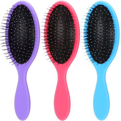 3 Pieces Wet Hair Brush Detangler Hair Brush Soft Bristles Detangling Brush Round Painless Comb Glide Through Tangles with Ease for Most Hair Types Women Men Boys and Girls Wet and Dry Curly Hair