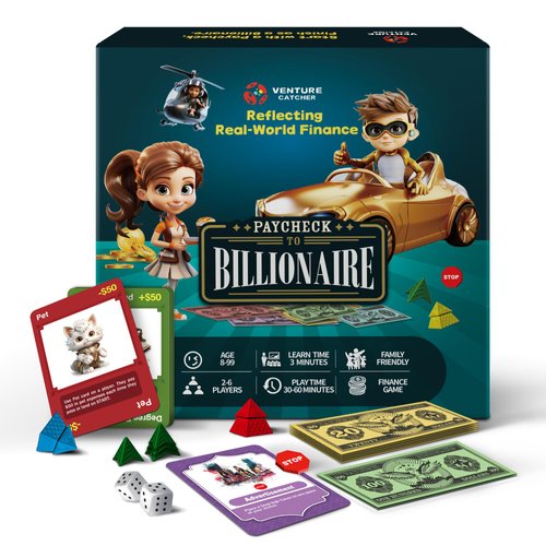 Paycheck to Billionaire: Master Financial Freedom - Smart Investing & Cost Management Board Game - Ideal for Game Night, Educational Play - Perfect for Boys and Girls Ages 8+, Adults and Family