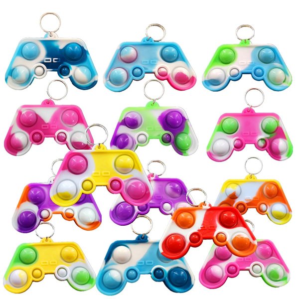 30 Packs Bulk Game Controller Backpack Mini pop Fidget Keychain, Birthday Party Favors,Students Bubble Prize for boy and Little Girl,Kids