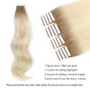 AmazingBeauty 20 Pieces Remy Human Hair Invisible Rooted Tape in Hair Extensions - Platinum Blonde with Chestnut Brown Base R6-60, 20 Inch