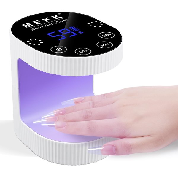 MEKK Cordless Rechargeable Mini UV LED Nail Lamp with Sensor 2024 Newest Upgraded 24W Small UV Light for Nails Professional Flash Cure Nail Lamp for Gel X Mini Nail Lamp with 4 Timers(White)