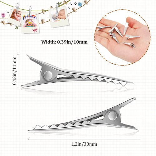 200 Pieces Silver Metal Alligator Hair Clips Alligator Hair Pins Duckbill Hair Clips Teeth Bows Hair Clips for Women Girls Hair Care Hair Accessories (30 mm/ 1.2 Inch)